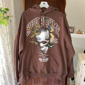 Civil Regime Genesis Skull Snake hoodie sweatshirt brown XL